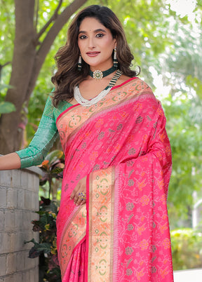 Pink Spun Silk Saree With Blouse Piece