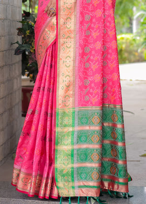 Pink Spun Silk Saree With Blouse Piece