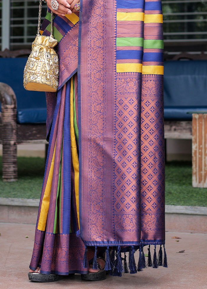 Beige Kanjivaram Silk Saree With Blouse Piece