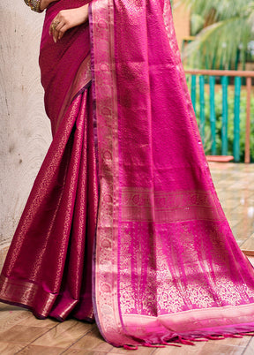 Pink Kanjivaram Silk Saree With Blouse Piece