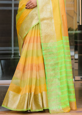 Green Banarasi Silk Saree With Blouse Piece