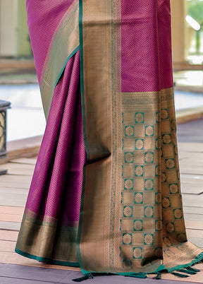 Purple Kanjivaram Silk Saree With Blouse Piece