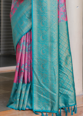 Pink Spun Silk Saree With Blouse Piece