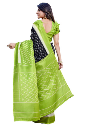 Mehendi Dupion Silk Saree With Blouse Piece