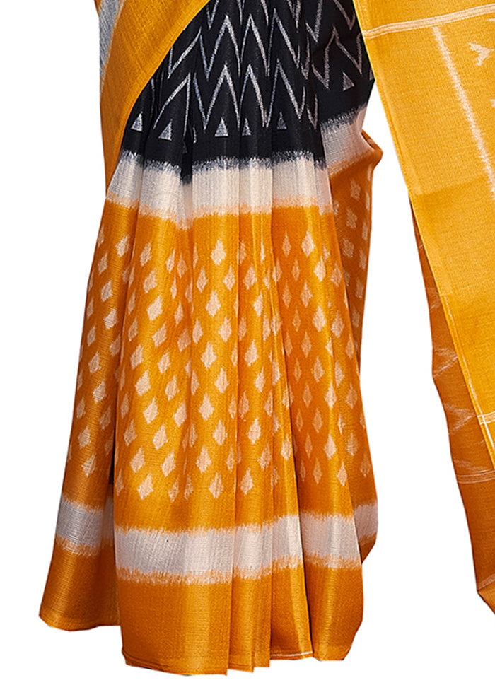 Mustard Dupion Silk Saree With Blouse Piece