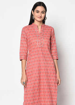 2 Pc Pink Pure Readymade Cotton Kurti Set