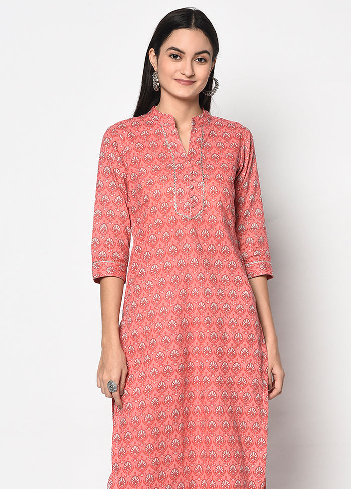 2 Pc Pink Pure Readymade Cotton Kurti Set