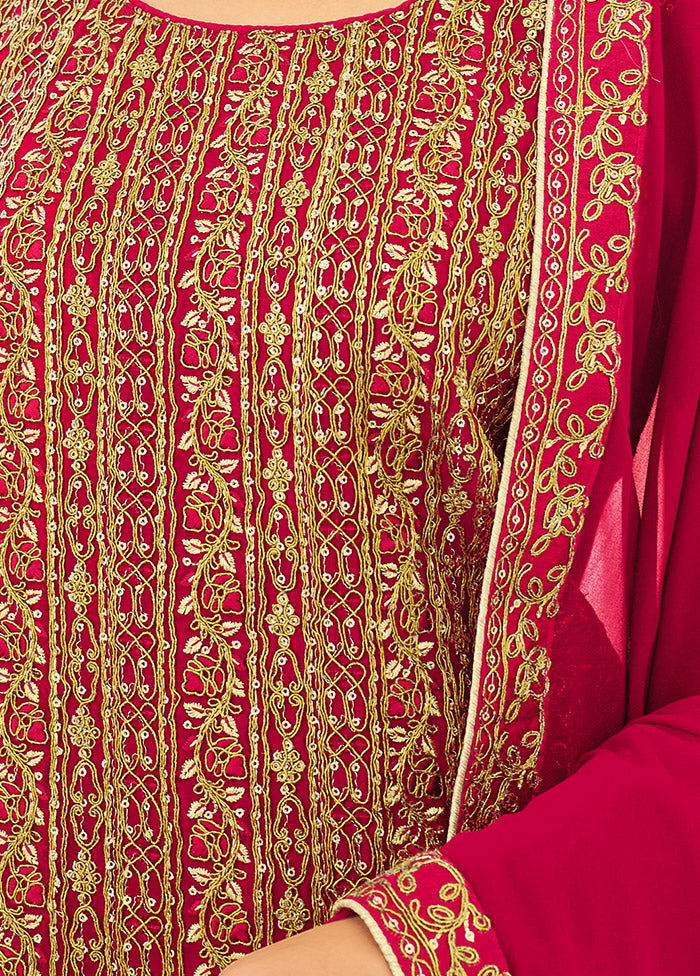 3 Pc Dark Pink Semi Stitched Georgette Suit Set VDSOT16062059 - Indian Silk House Agencies