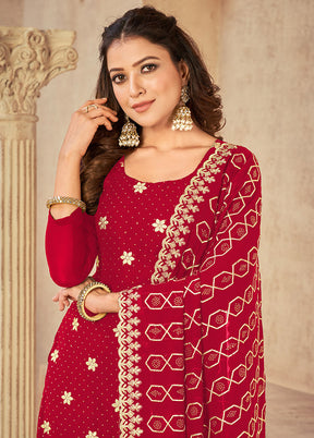 3 Pc Red Semi Stitched Georgette Suit Set VDSOT16062038 - Indian Silk House Agencies