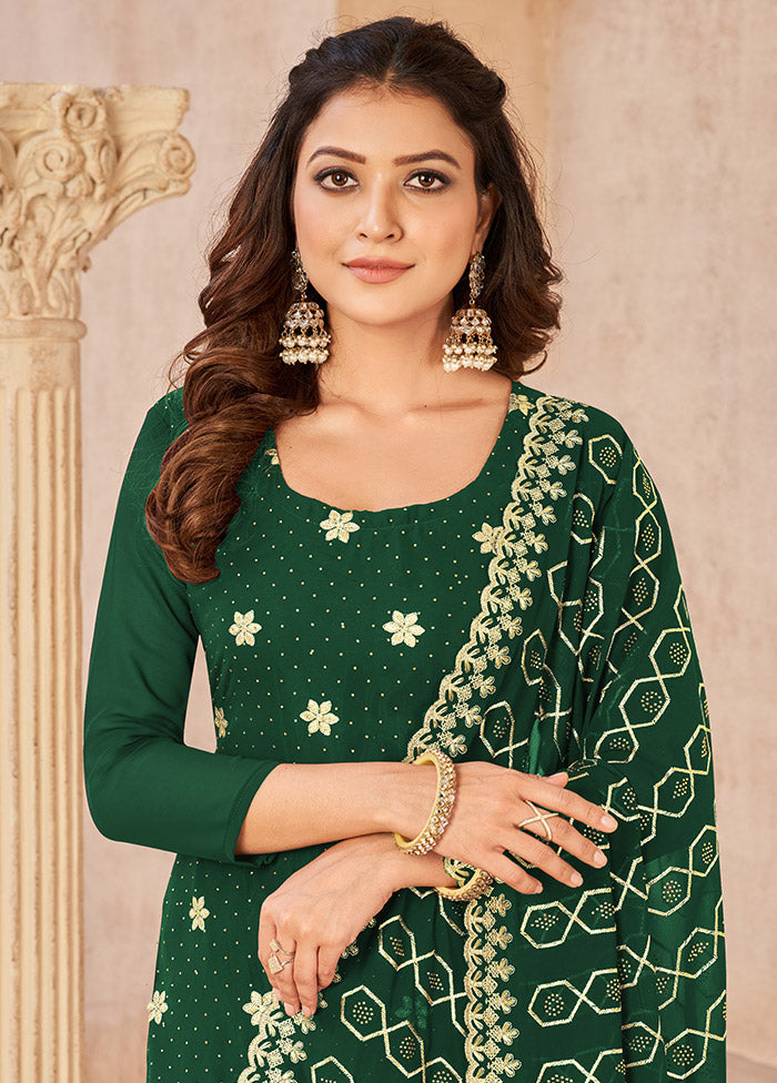 3 Pc Green Semi Stitched Georgette Suit Set VDSOT16062040 - Indian Silk House Agencies