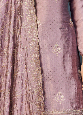 3 Pc Lavender Semi Stitched Silk Suit Set VDSOT16062047 - Indian Silk House Agencies