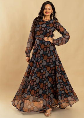 Multicolor Georgette Long Dress - Indian Silk House Agencies