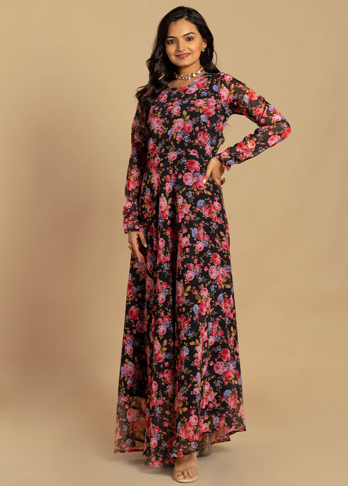 Multicolor Georgette Long Dress - Indian Silk House Agencies