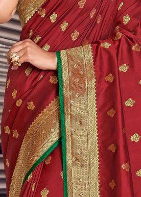 Maroon Spun Silk Saree With Blouse Piece - Indian Silk House Agencies