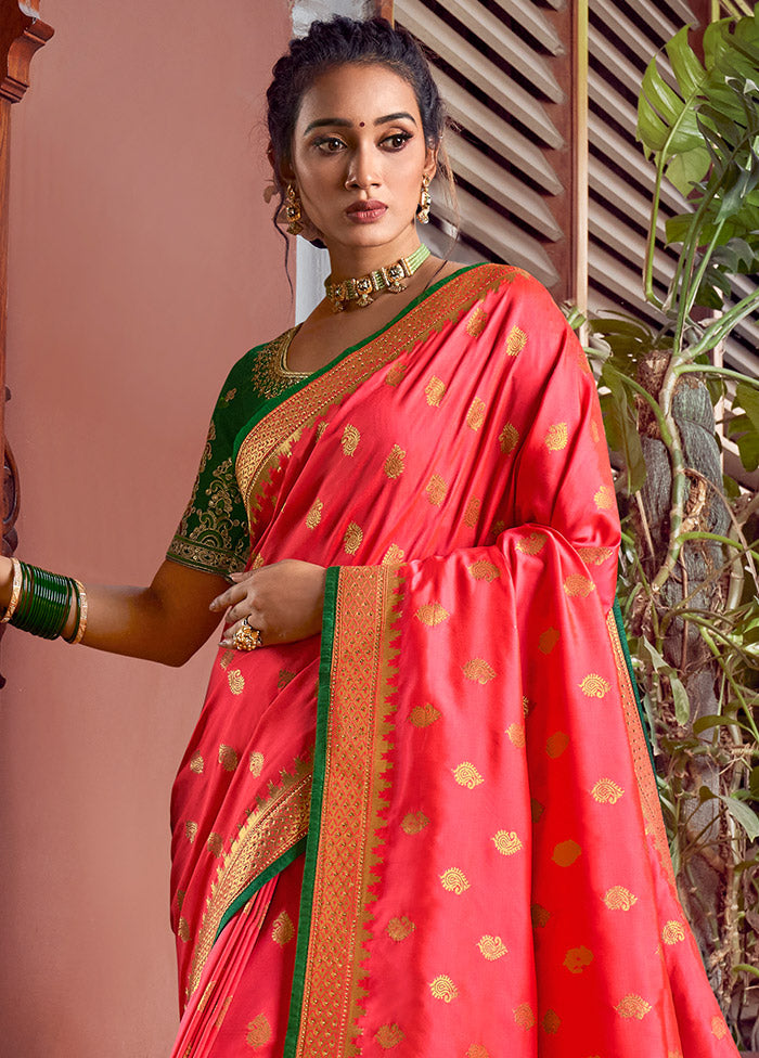 Orange Spun Silk Saree With Blouse Piece - Indian Silk House Agencies