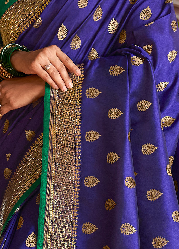 Royal Blue Spun Silk Saree With Blouse Piece - Indian Silk House Agencies