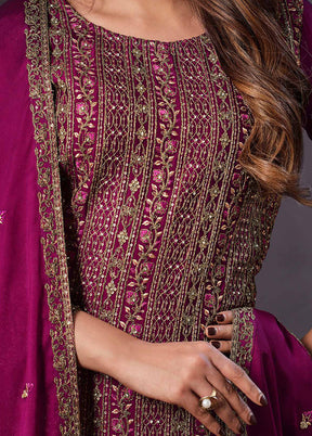 3 Pc Magenta Semi Stitched Georgette Suit Set VDSOT26062026 - Indian Silk House Agencies