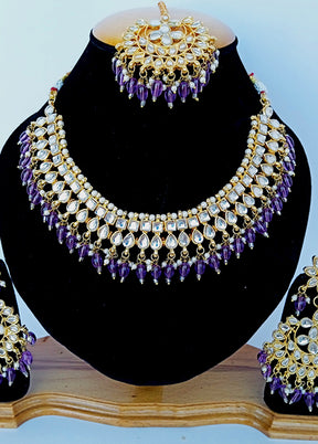 Purple Alloy Cz Stone Jewellery Set