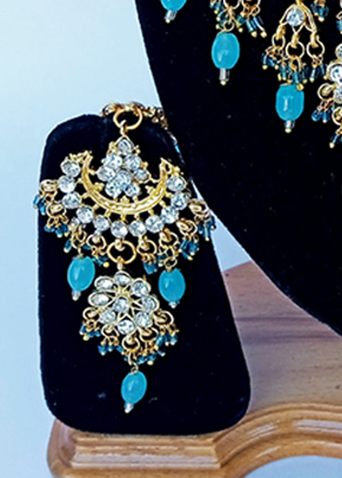 Blue Alloy Cz Stone Jewellery Set