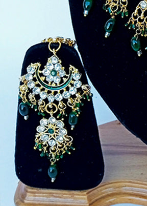 Green Alloy Cz Stone Jewellery Set