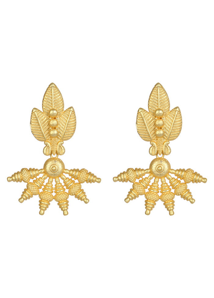 Handcrafted Matte Gold Brass Earrings - Indian Silk House Agencies
