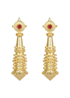 Handcrafted Red Matte Gold Brass Earrings - Indian Silk House Agencies