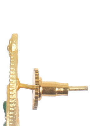 Green Matte Gold Brass Earrings - Indian Silk House Agencies