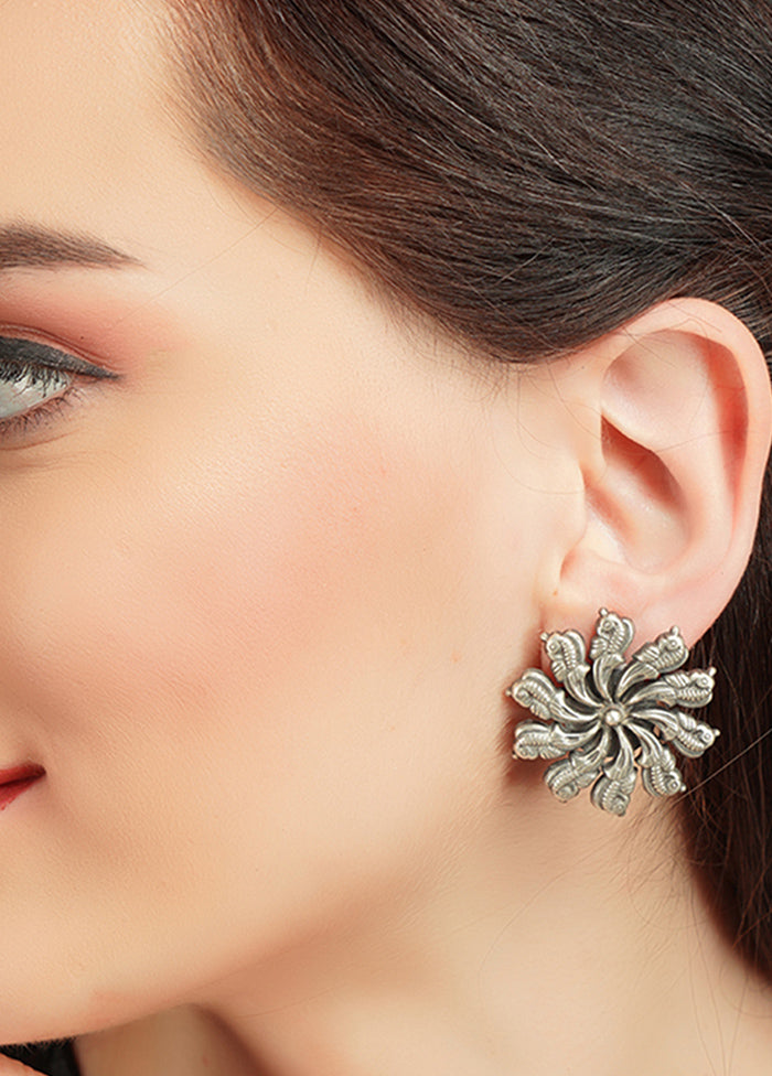 Handcrafted Silver Stud Earrings - Indian Silk House Agencies