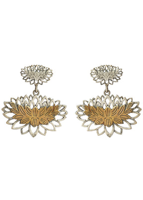 Simple Design Dual Tone Brass Earrings - Indian Silk House Agencies