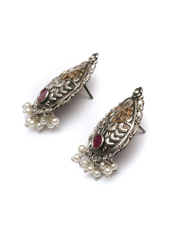 Handcrafted Pink Dual Tone Brass Earrings - Indian Silk House Agencies