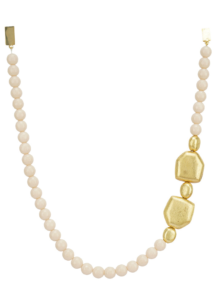 Beaded Matte Gold Brass Necklace - Indian Silk House Agencies