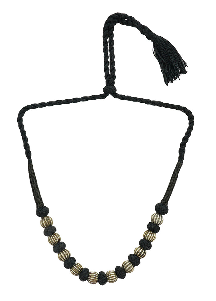 Black Beads With Thread Style Necklace - Indian Silk House Agencies