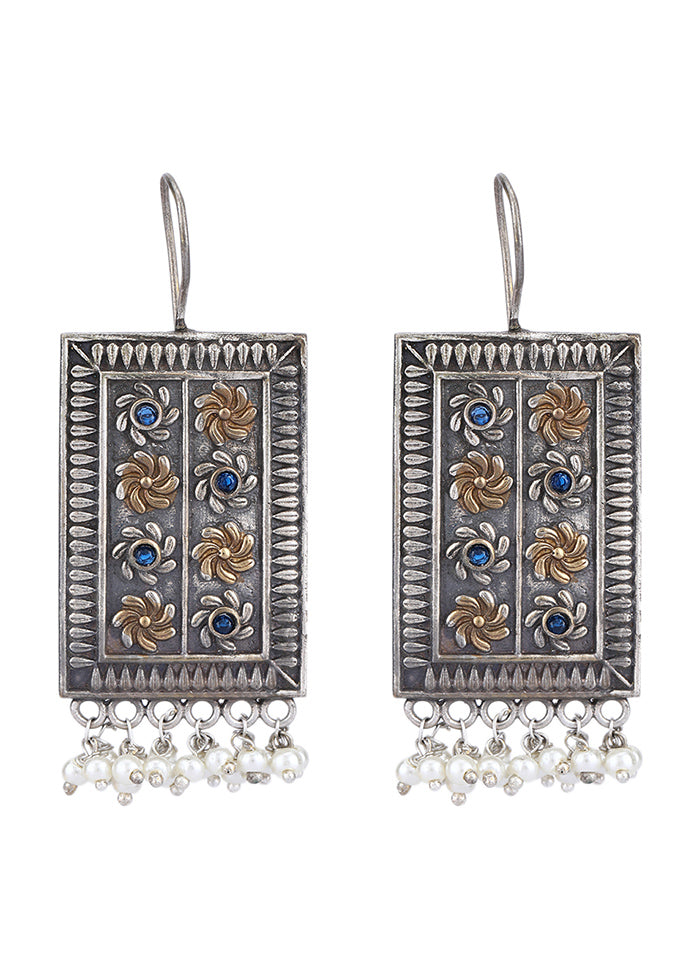 Blue Handcrafted Brass Earrings - Indian Silk House Agencies