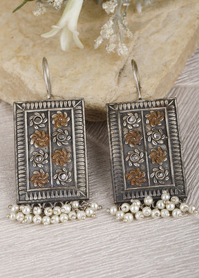 White Handcrafted Brass Earrings - Indian Silk House Agencies