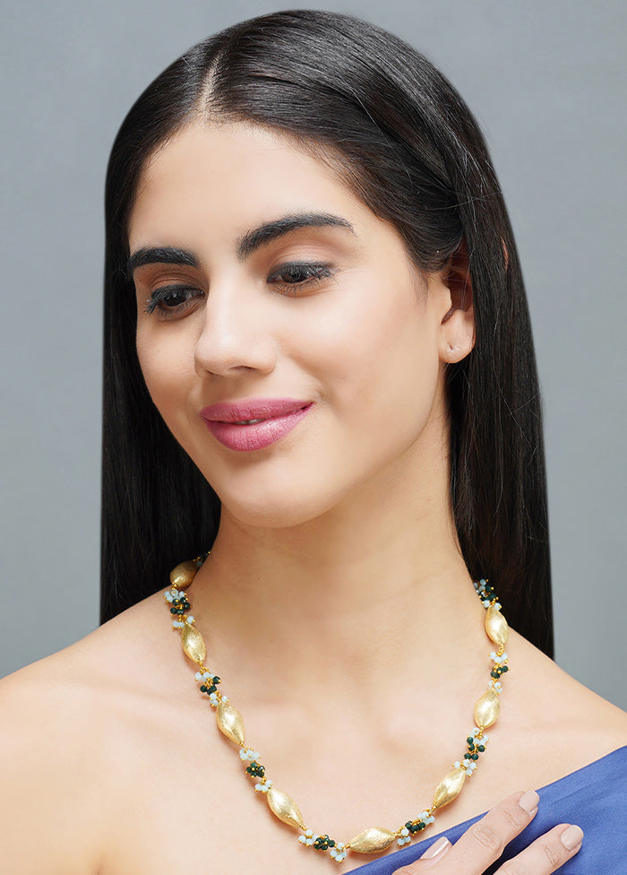Leaf Shapes Golden Beads Necklace - Indian Silk House Agencies