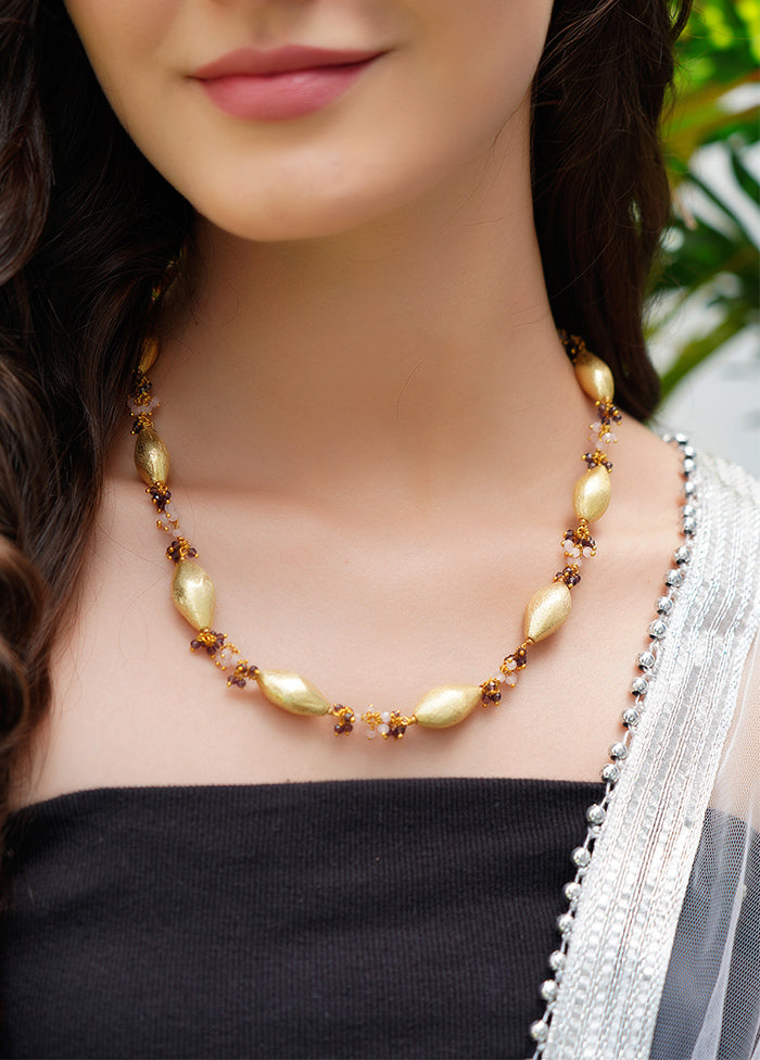 Matte Gold Handcrafted Beaded Necklace - Indian Silk House Agencies