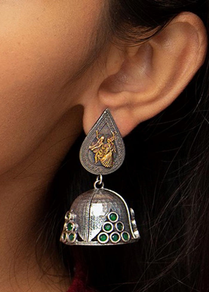 Dual Tone Handcrafted Brass Jhumka - Indian Silk House Agencies