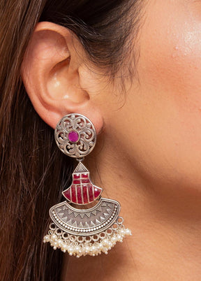 Handcrafted Brass Jhumka in Silver tone - Indian Silk House Agencies
