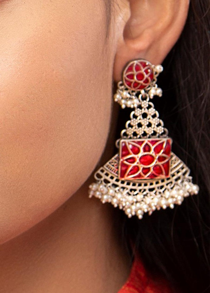 Handcrafted Brass Jhumka In Silver Tone - Indian Silk House Agencies