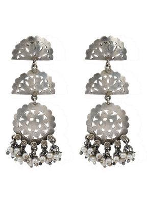 A Stunning Earrings In The Silver Tone Finish With Intricate Handcrafted Detailing - Indian Silk House Agencies