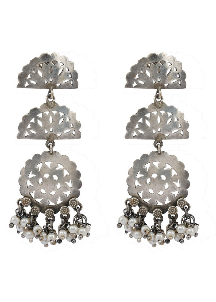 A Stunning Earrings In The Silver Tone Finish With Intricate Handcrafted Detailing - Indian Silk House Agencies