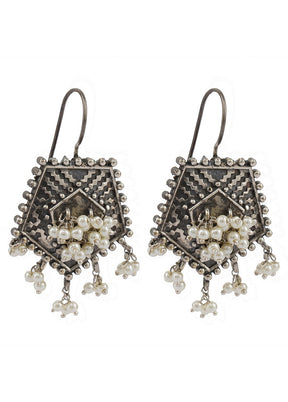 A Stunning Earrings In The Silver Tone Finish With Intricate Handcrafted Detailing - Indian Silk House Agencies