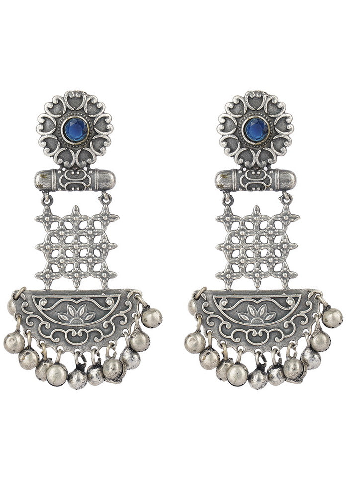 Silver Tone Ghungroo Pattern Brass Earrings - Indian Silk House Agencies