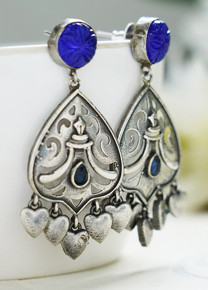 Leaf Style Silver Tone Brass Earrings - Indian Silk House Agencies