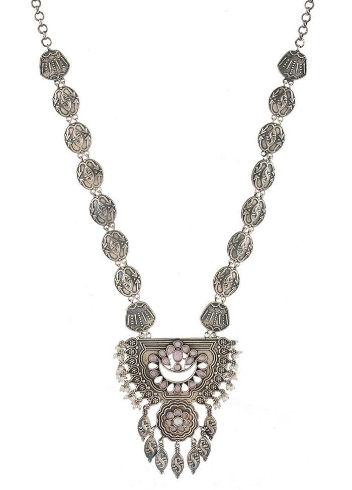 Handcrafted Silver Tone Brass Necklace - Indian Silk House Agencies