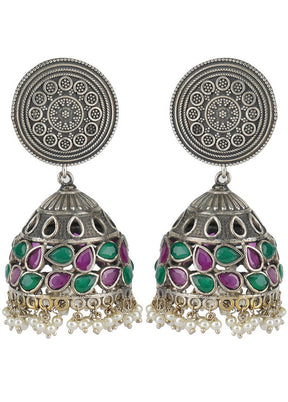 Dual Tone Brass Jhumka - Indian Silk House Agencies