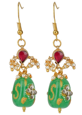 Matte Gold Brass Earrings - Indian Silk House Agencies