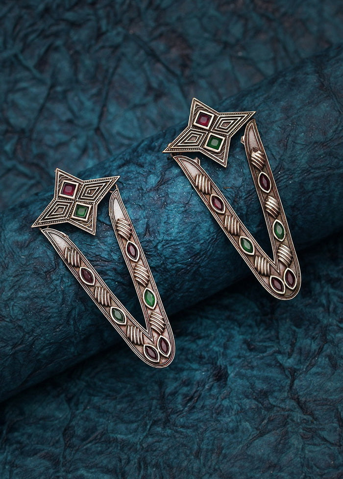 Silver Tone Brass Earrings - Indian Silk House Agencies