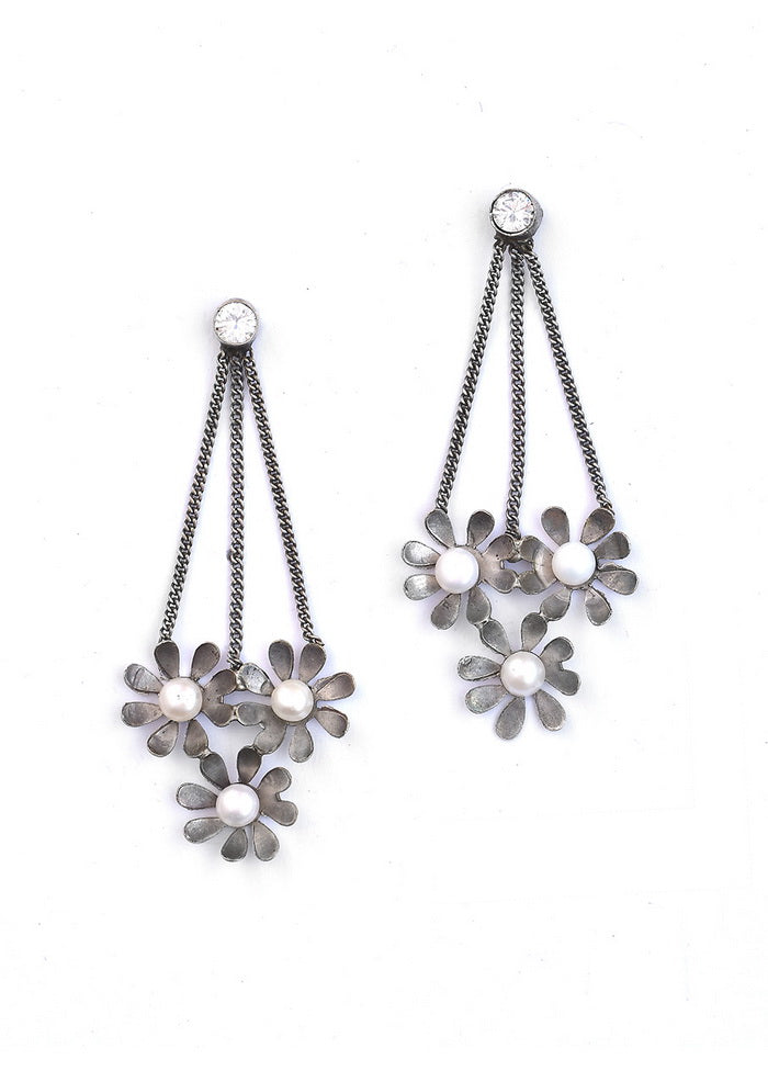 Silver Tone Brass Earrings - Indian Silk House Agencies