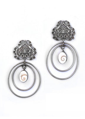 Silver Tone Brass Earrings - Indian Silk House Agencies